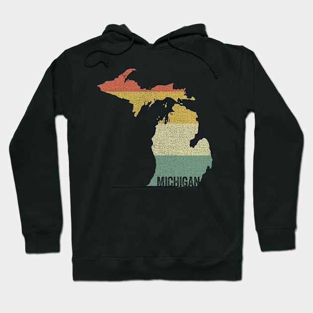 Vintage Sunset Retro Distressed Michigan Hoodie by Hashtagified